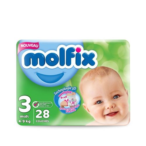 Couche bébé nouveau-né - Molfix - taille 1 - 2-5KG - 12 Couches