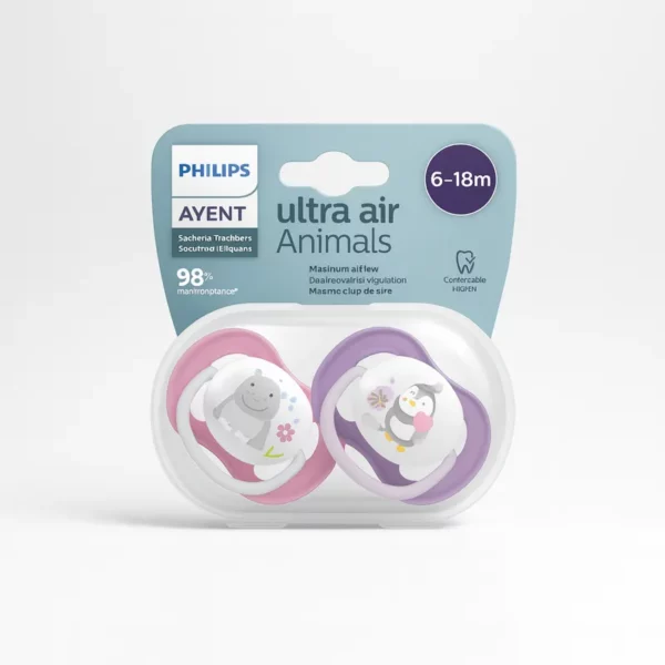 Avent Lot de 2 Sucettes 6-18 Mois – Girl Animals