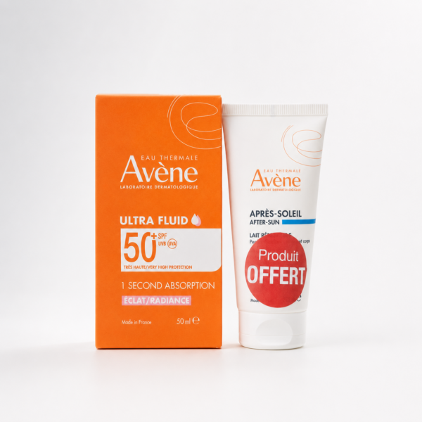 AVENE DUO ECRAN ULTRA FLUID RADIANCE SPF50+50ML+LAIT AP SOLEIL OFFERT